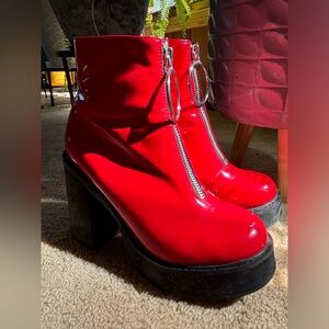Dolls Kill Platform Current Mood Devil Red Boots Size 6M Halloween Goth
